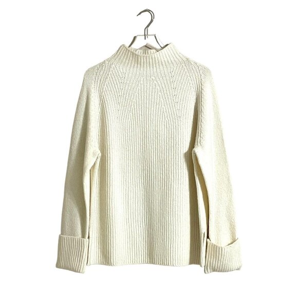 Vince Sweater Funnel Neck Long Sleeve Rolled Cuffs 100% Wool Sz XL New $545